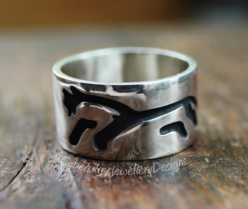 Uffington white horse sterling silver ring