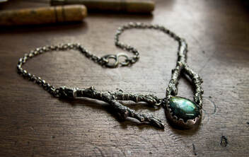 Handmade Silver Hare Necklace with Gemstones