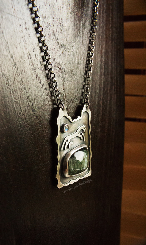 Sterling silver white horse pendant
