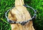 OOAK Sterling and fine silver handcrafted leaf and vine bangle