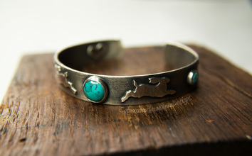 Hare silver and turquoise cuff
