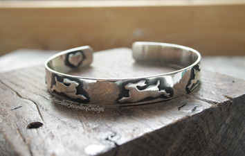 Silver hare cuff bracelet bangle