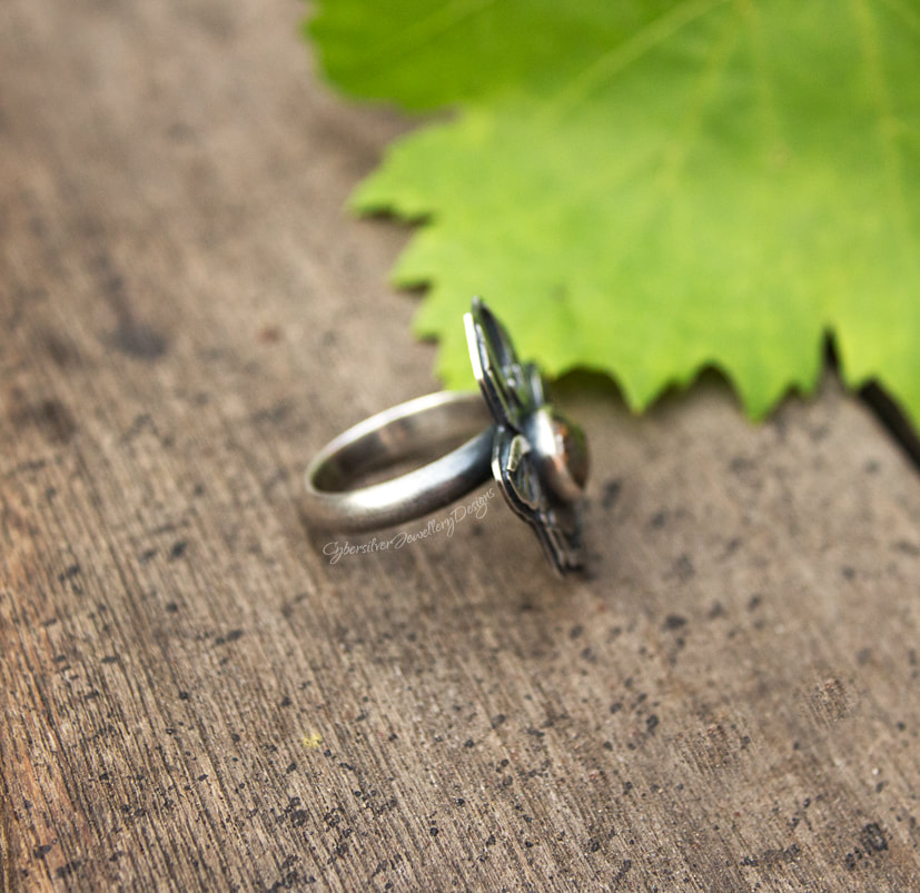 Beetle ring with pyrite