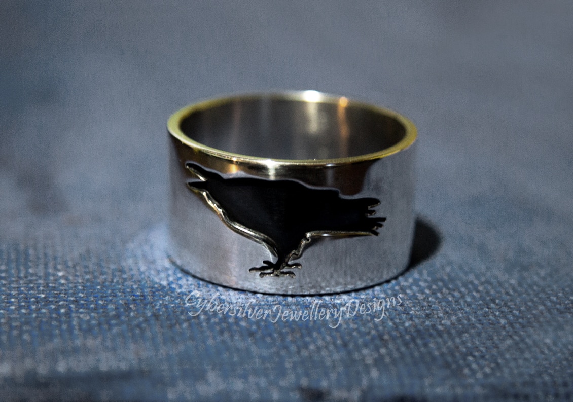 Raven silver ring