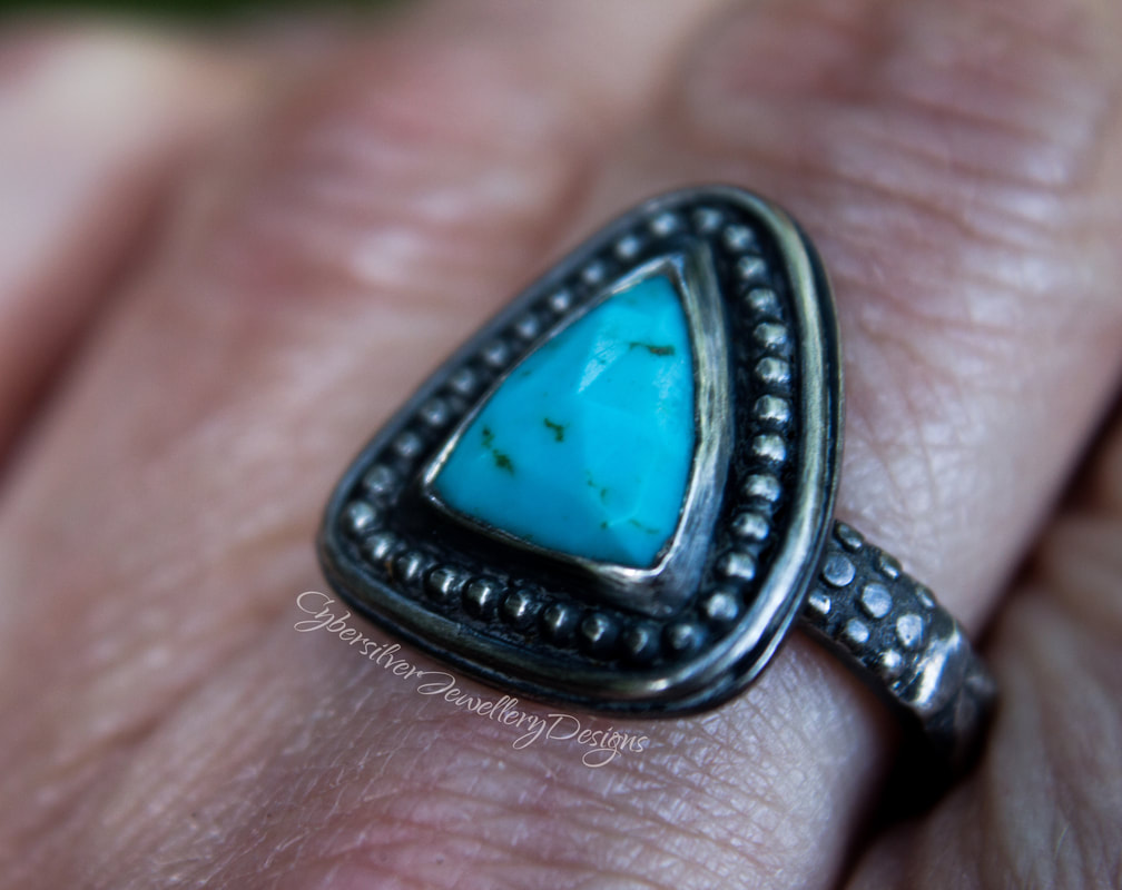 Blue moonstone organic silver ring size O 1/2