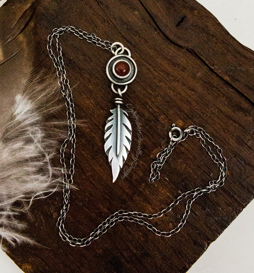 handmade silver feather necklace