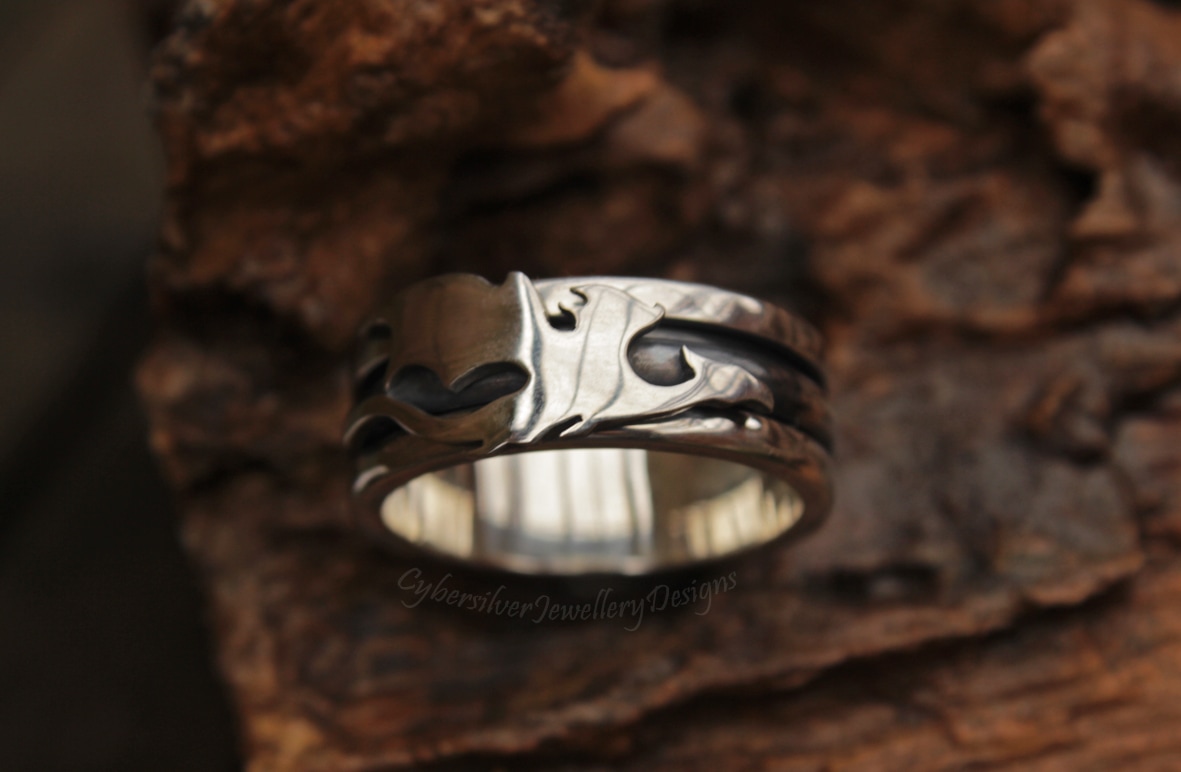 Badger silver and moonstone handmade ring