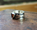 Silver and Amber Fox Ring