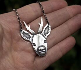 Deer Head Silver Pendant