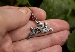Tiny silver gold and diamond hare