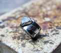 Silver raven and moonstone ring