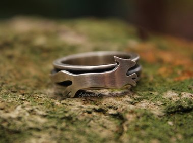 Chunky silver woodland rings