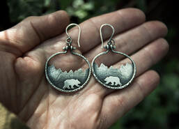 Bear hoop earrings