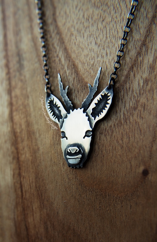 Deer Head Silver Handmade Pendant
