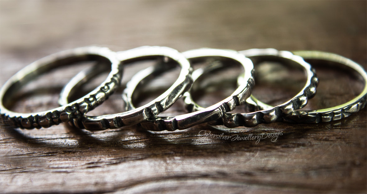 Skinny silver stacking rings