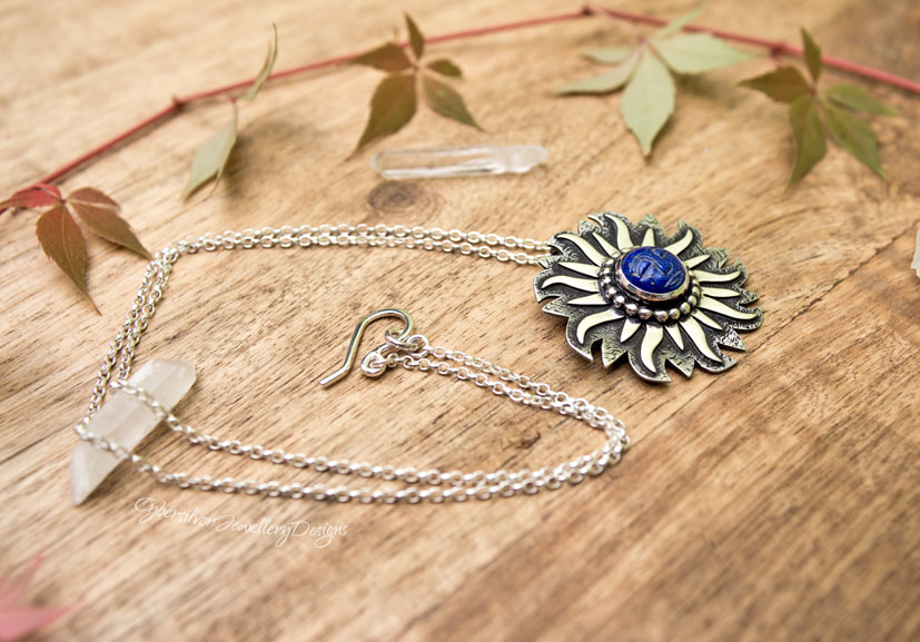 Sun and moon silver necklace